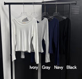 Soft basic u neck long sleeves(4color)