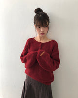 ソダンラウンドヘンリーネックルーズウール長袖ニット