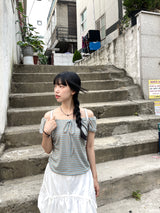 Lollipop striped off-shoulder sleeveless