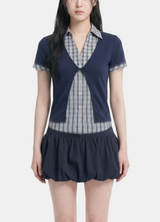 Two-in-One Check Layered Top