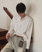 ベブロツイードヘンリーネック長袖Tシャツ