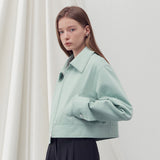 STITCH DETAILED BOMBER JACKET PASTEL MINT