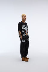 Weekend warrior people artwork T-shirt (Black)
