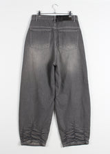 HEM SHIRRING GREY DENIM