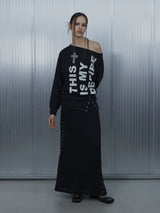 BOLD LETTERING LOOSE TOP / BLACK