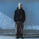 Grid hoodie / Washed black