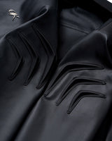PADDED-SHOULDER LEATHER JACKET