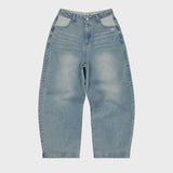 Back Maltese Embroidery Flap Denim Pants