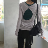 エスニックシースルーバックスリットスナップボタンTシャツ