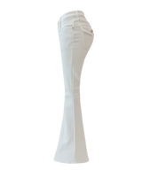 White pocket long boots cut pants