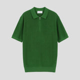 LMN Rainy Silket Hatch Semi Zip-Up Short Sleeve Knitwear (8 colors)