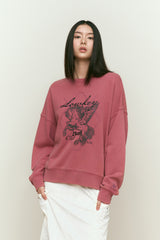 LUNA WASHING UNICORN GRAPHIC SWEATSHIRT [DARK PINK]
