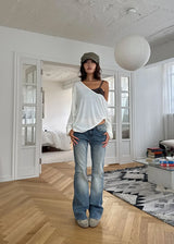 LOW FLARE BOOTS CUT DENIM