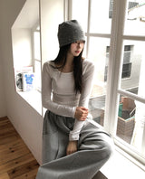 [U-BASIC] Obie Basic Slim U-Neck Long Sleeve