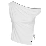 COLLECTION UNBALANCE DRAPE SLEEVELESS [WHITE]