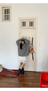 wool gray hood oversized fit knitwear