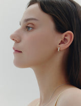 26SS★ Essence Heart Bezel Tennis One-Touch Earrings