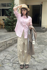 ブローチストライプシャツ_PINK