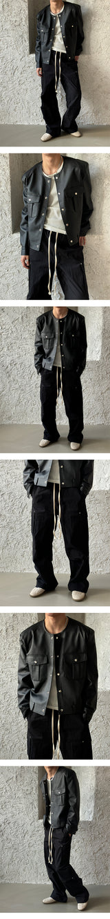 [F/W] ラウンドポケットレザージャケット (2color)