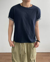 ターンバック クロップド ロールアップ ショートスリーブ Tシャツ