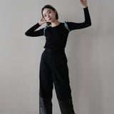 fake leather switching pants