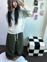 テディフリース🤎🐻 S-L🧸3サイズ ロングワイドヒーターパンツ 🤎💙💚3COLOR