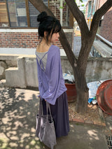 Roel Summer See-Through Deep V-Neck Long Sleeve Tee