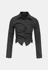 Nylon Shirring Collar Shirt