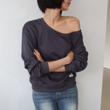 ChaCha One Shoulder Sweatshirts Charcoal
