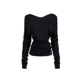 Drape Shoulder Top [Black]