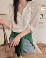 Milka dot frill blouse