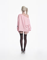 [2ND] CROSS SHOULDER SWEATSHIRT(PINK)