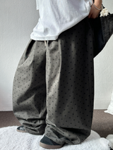 5000SOLD DOT-PATTERN 2PINTITUCK BALLOON PANTS🤎🍰🖤💚4COLOR