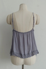 レース ブリーズ ボタン キャミ トップ (WHITE, VIOLET GRAY 2COLORS!)