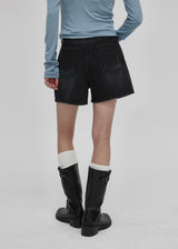 [B-DENIM] ウォッシングショート012 - BLACK