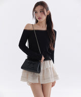 PURE MESH SATIN RIBBON T-SHIRT_TT6S213BK