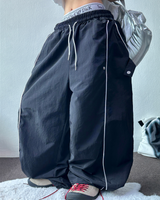 PIPING NYLON BALLOON WIDE LONG PANTS 🫐💙🖤🩶3COLOR
