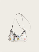 Color Flower Baguette Crossbody Bag