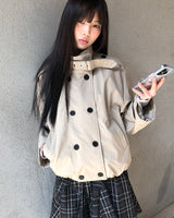 Luvn Double Breasted Short Trench Jacket