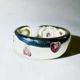 Bold pink heart cubic ring
