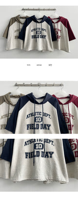 Girl's raglan short-sleeved cropped T-shirt