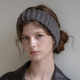 Wool blend knit ear warmer and hairband (Brown grey)