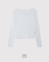 Lua Shirring Lace Frill Rib T-Shirt (4color)