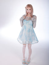 Rosé Island Jellyfish Series Sea Salt Jelly Dress Sheer Panel Lace Sweet Puffy Dress