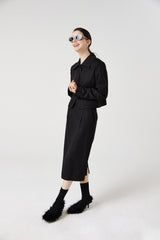 wool line midi skirt_black