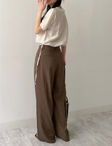 String See-through Short Sleeve Crop Blouse