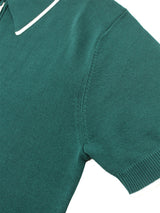 LMN ジェークツートーンジッパーカラー半袖ニット (4 colors)
