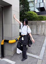 フリンジデニムスカートパンツ
