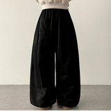 Wenli front, side pin tuck training string wide pants