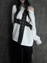 cross stud loose fit long sleeve (2color)